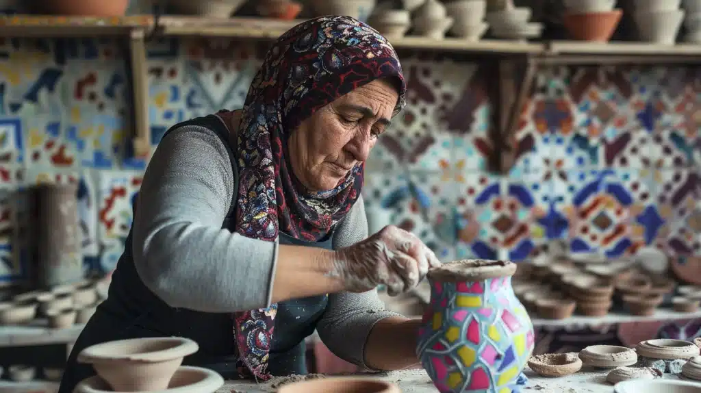 Artisane marocaine en poterie